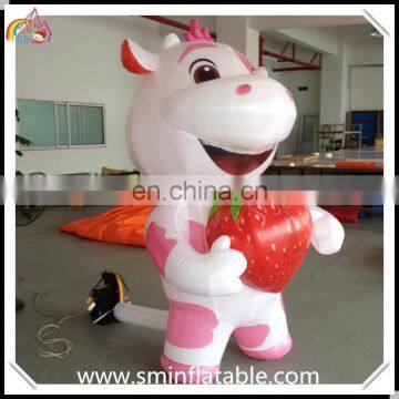 Commercial Vivid Inflatable Cow, Animated Inflatable Pink Cow With Strawberry, Advertising Inflatable Cattle for Oudoor Event photo-2