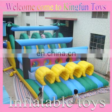 4 sliding way inflatable obstacle course with tunnel