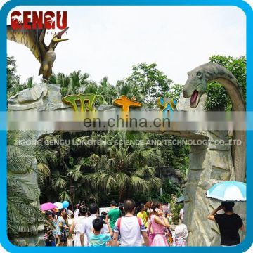 Kids Amusement Park Attractive Fiberglass Dinosaur Park Door