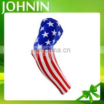 Good quality custom sun protection stretchable printing sport arm sleeve flag