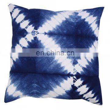 Indigo Tie Dye Cushion Cover 16x16 Shibori Pillows Decorative Throw Pillow Case