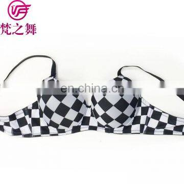 Fashion lady sexy black and white checkered bra wholesale