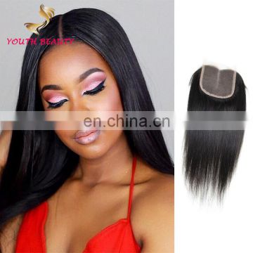 FAST SHIPPING 100% Indian human vrigin hair free part lace closure in silky straight RAW UNPROCESSED HAIR