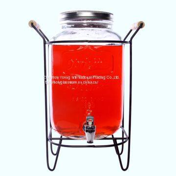8L YORKSHIRE GLASS BEVERAGE DISPENSER WITH HOLDING RACK