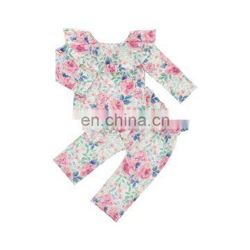 Baby Girls Boutique Outfits Floral Printed Sleeve Romper And Long Trousers Girls Autumn 2019 Super Beauty Kids Clothing Set photo-3