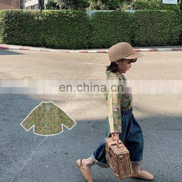 6596 Baby Boutique Clothing Kids Baby Girl Lapel Pointed Collar Printing Blouse photo-3