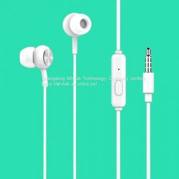 Factory supply cost-effective wired earphone in-ear headphone with metal resonantor heatset handsfree mic