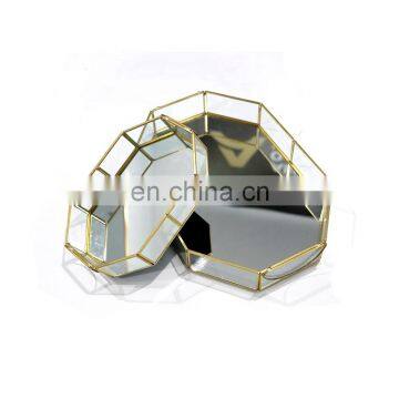 Copper Frame Mirror Jewelry Tray With Handles photo-4