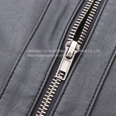 HOT SALE 2021 NEW ARRIVAL FASHION LADIES'FAUX LEATHER ECO PU LEATHER BASEBALL JACKET photo-5