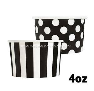 Polka dot black paper ice cream cups frozen dessert cream sundae cups beach party disposable frozen yogurt tableware