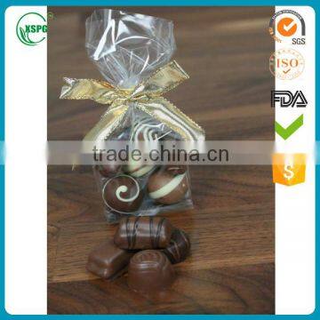 Plastic clear bopp square bottom bag for chocolate, snacks