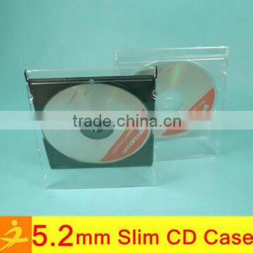 color/clear/black slim single 5.2mm PS cd storage box