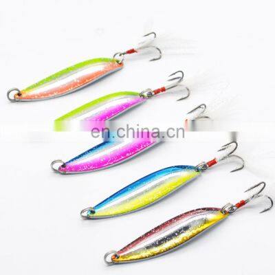 Rainbow Colors VIB 5g 8g 14g 17g  Lure Metal jig Slow Jigging/Trolling Metal Spoon With Feather Hook Metal Fishing Lure