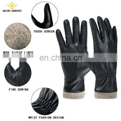 Fashionable Genuine Sheepskin Leather Gloves For Men Winter Warm Comfortable Texting And Driving Leather Gloves photo-4