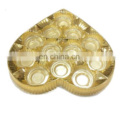 Custom gold PET plastic candy tray for chocolate packaging