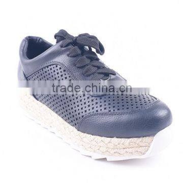 Bottom Jagged Female Breathable Straw Interlay Outsole Lace up Ladies Sneakers photo-2