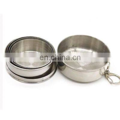 Stainless Steel Collapsible Cup With Keychain, Camping Folding Cup