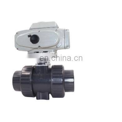 UPVC dc12v water ball valve DN32 DN40 DN50 D220v 12v 24v glue thread UPVC BSP NPT upvc electric valve