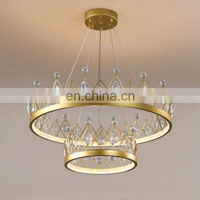 High Quality Nordic LED Pendant Light Home Decor Crown Chandelier For Living Room Ceiling Crystal Hanging Lamps