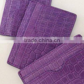 New Design Purple Color Genuine Crocodile Parttern Cow Leather Credit Card Holder ID Business Name Card Case for Lady photo-2