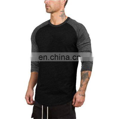 High quality Long Sleeve t-shirt custom logo gym t shirt men factory made cotton spandex shirts