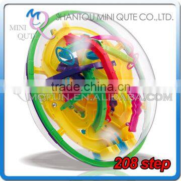 Mini Qute 208 barriers 3D labyrinth maze magical intellect ball kids balance training educational toy 3d puzzle game NO.937