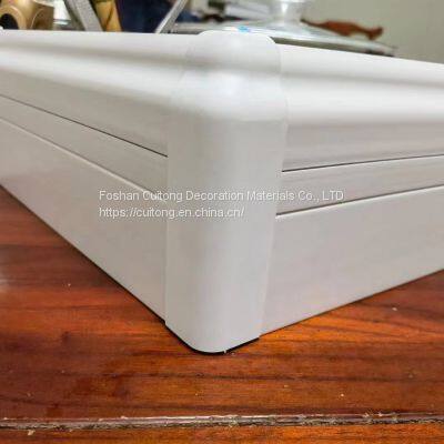 Guangdong Wood Grain Laminating 8cm Bamboo Wood Fiber Floor Floor Hidden Nail Corner Line Waterproof Gray White PVC Baseboard photo-2
