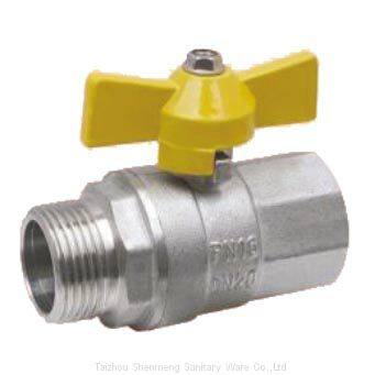 SM007C Shut off Valve Nickel Plated Brass Ball Valves with Wing Handle