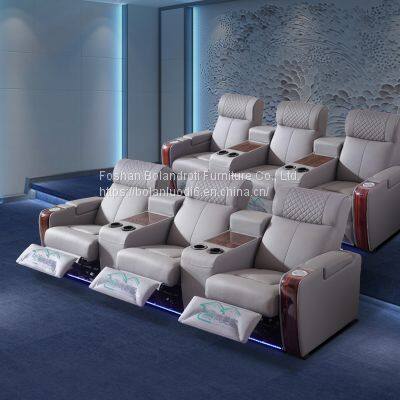 Private Villa Audio-visual Room Leather Electric Sofa Home Theater Electric Multi-functional Sofa Combination photo-3