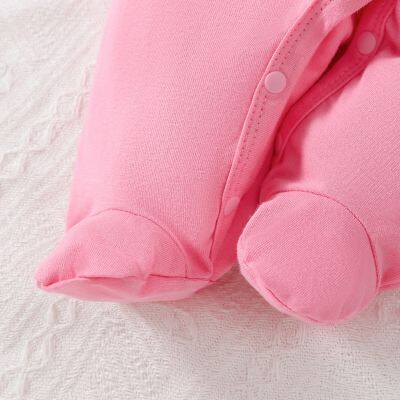 3pcs Newborn Baby's Cartoon Bear Cherry Themed Pattern Footed Onesie, Comfy Long Sleeve Romper, Toddler & Infant Girl's Bodysuit photo-5