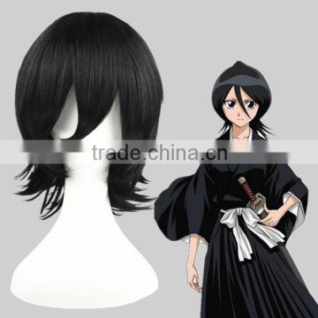 High Quality 35cm Short Straight Bleach Wig Cosplay Kojima Mizuiro Black Synthetic Anime Wig Cosplay Costume Hair Wigs Party Wig