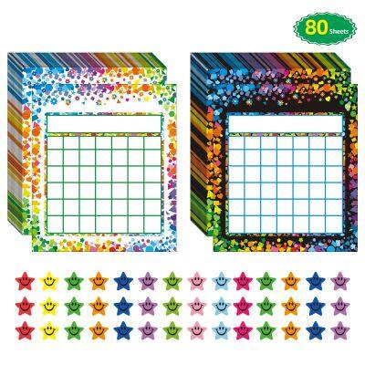 80 Pack Incentive Reward Chart for Classroom Home Behavior for Kids Students with 2400 Pieces Star Stickers