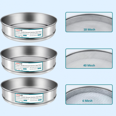 304 Edelstahl-Sieb für Laboratorium, 40 Mesh 0,45 mm, 18 Mesh 1 mm, 6 Mesh 3,5 mm Porengröße Prüfsieb, 7,9 Zoll (20 cm) photo-2