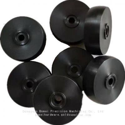Precision Machined Black POM Rollers Nylon Plastic Parts CNC Turning Groove Wheel