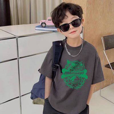 Summer Children's Short-sleeved Pure Cotton Embroidered T-shirts With Bound Edges and Strips, Loose and Versatile Tops