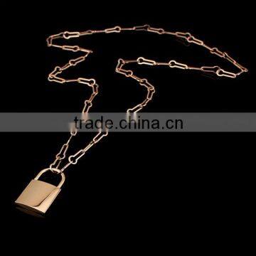 Fashion Europe Luxury Long 316L Stainless Steel Lock Necklaces photo-3
