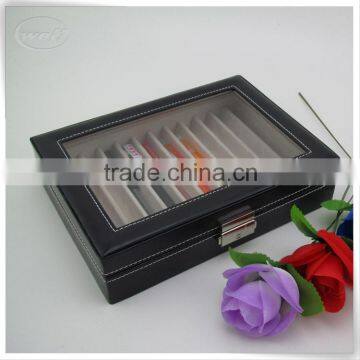 Luxury handmade storage display pu leather luxury pen box