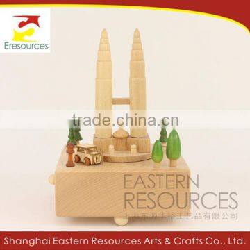 Wood Musical Box Petronas Twin Towers Model