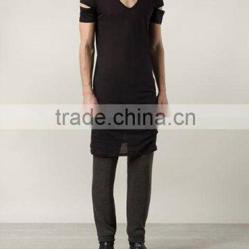 Bulk Wholesale t Shirts With Deep V-neck Design&extra Long Tshirt for Man photo-2