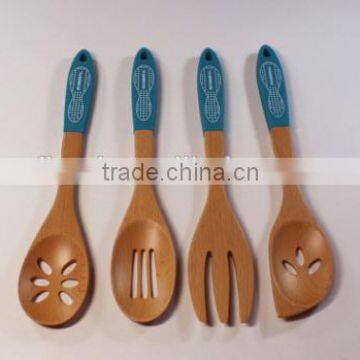Hot Saling Beech Wood kitchen tools with Silicone Handle