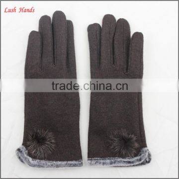 women top brown woolen hand gloves spring thin hand gloves