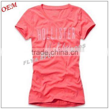 Hot sell Women Round Neck Printing Logo Custom Wholesale Sports Sexy Slim Fit Tee T Shirt