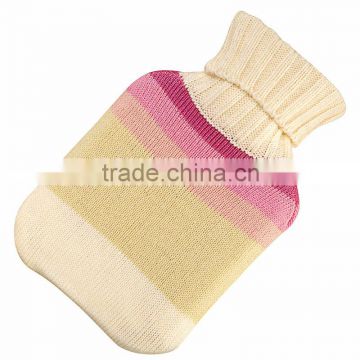 Unique Design Hot Sale Cheap Stripe Knitted Hot Water Bottle Cover