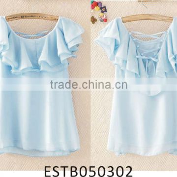 Ladies chiffon Japanese style cute ruffled blouses