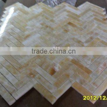 Hot Yellow Honey Onyx Polished Herringbone Onyx Mosaic Tiles on Sale