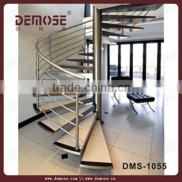 Curved open riser steel Stairs,iron arc staircase