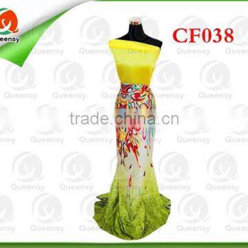 latest design printed silk chiffon fabric, wholesale chiffon fabric for dress CF038