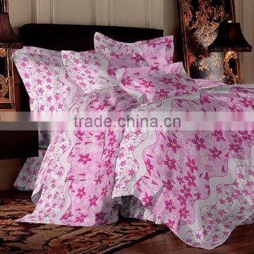 Beautiful lilac printing 4 pcs customized bedding set