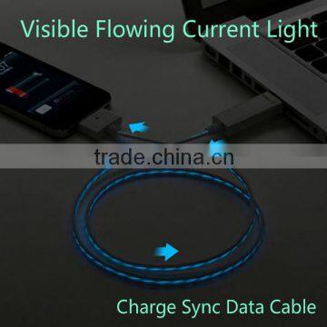 Flowing led EL glowing USB charge cable for Apple iPhone 4 iPhone 6 Samsung