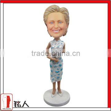 custom womanin cheongsam dress souvenir personal bobblehead